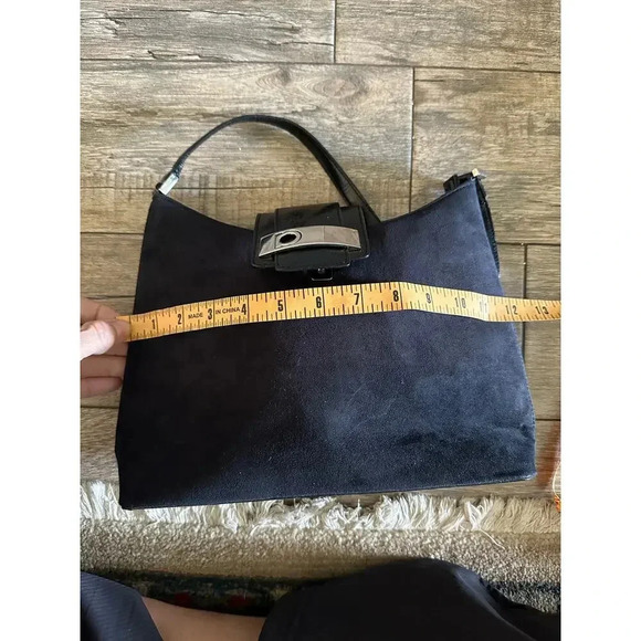 Salvatore Ferragamo Black Suede with Leather Trim Shoulder Bag - Picture 6 of 13